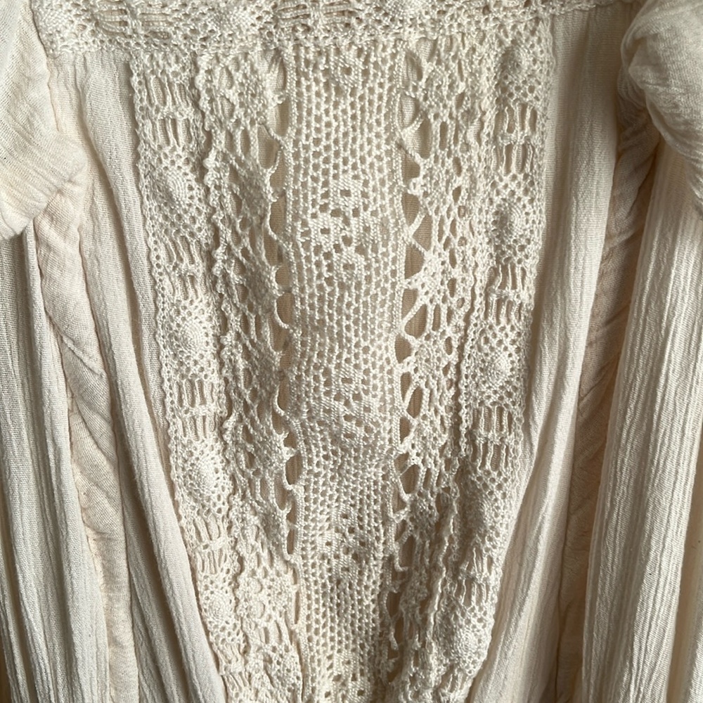 Vintage inspired Ivory colored crocheted maxi dress size large